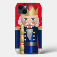 Modern traditional holly Festive nutcracker Red