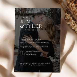 Modern transparent photo overlay wedding invitation