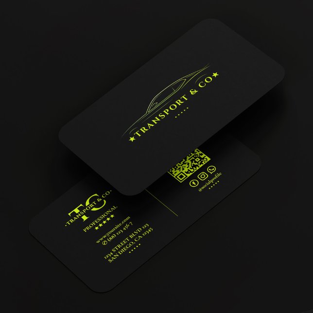 Modern Transport Car Driver Auto Black Neon   Business Card (Modern Transport Car Driver Auto Black Neon Business Card
)