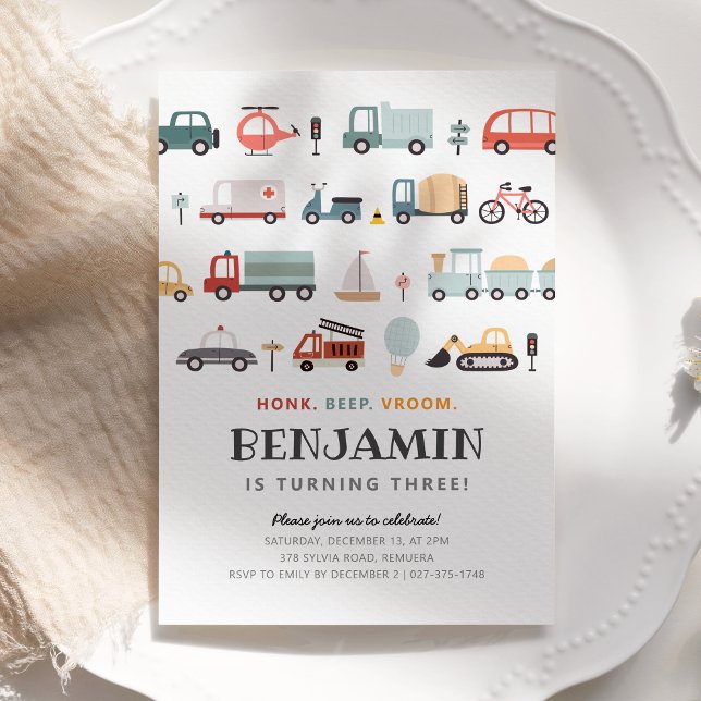 Modern Transportation Birthday Party Invitation (Modern transportation birthday invitation)
