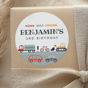 Modern Transportation Birthday Party Sticker
