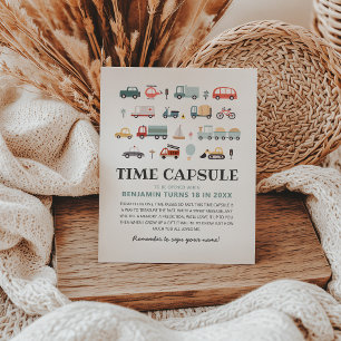 Modern Transportation Birthday Time Capsule Sign 