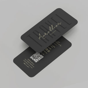 Modern Travel Agency Tour Adventure Black Gold Business Card