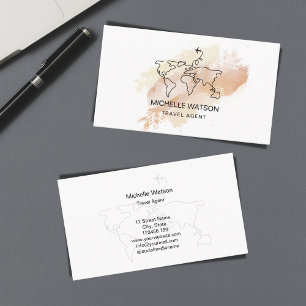 Modern Travel Agent World Map Aeroplane Vacation Business Card