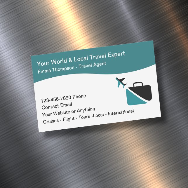 Modern Travel Consultant Agent Broker Magnetic Business Card (Creator Uploaded)