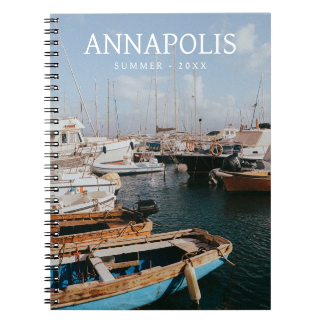 Modern Travel Destination Photo Keepsake Notebook (Front)