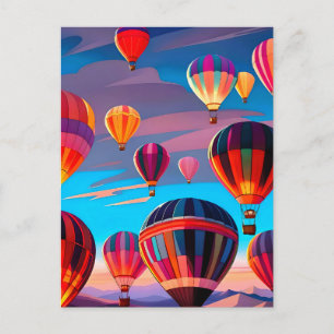 Modern Travel Hot Air Balloon Sky Festival Holiday Postcard