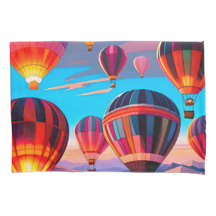 Modern Travel Hot Air Balloon Sky Festival Pillowcase