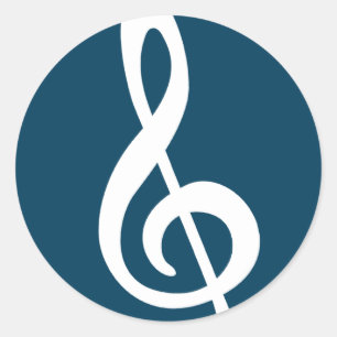 Modern Treble Clef Classic Round Sticker