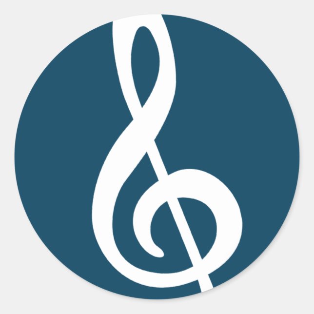 Modern Treble Clef Classic Round Sticker (Front)