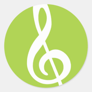 Modern Treble Clef Classic Round Sticker