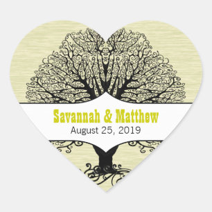 Modern Tree Bright Colours Lime Heart Wedding Seal