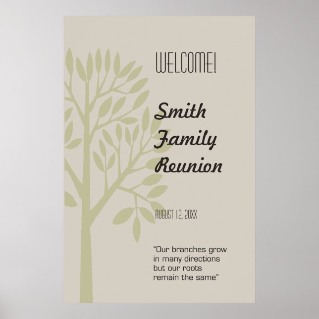 Modern Tree Family Reunion Welcome Sign (Front)