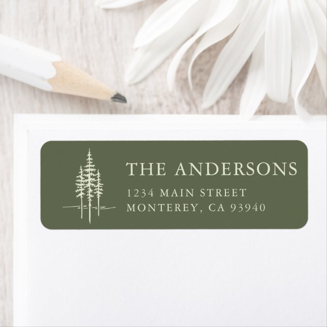 Modern Tree Forest Rustic Wedding Return Address Label (Insitu)