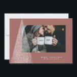 Modern tree Holiday photo card<br><div class="desc">With a modern tree of white flurries and a soft terra cotta background,  this one-photo card is the perfect way to send holiday greetings. The message is customisable,  as is the background colour. Great for families,  couples or anyone with sophisticated taste.</div>