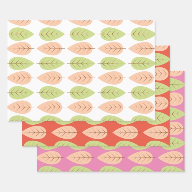 Modern tree leaf pattern custom Holiday Wrapping Paper Sheet (Set)
