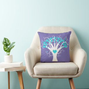 Modern Tree Of Life With Dots And Heart 2 Cushion