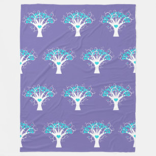 Modern Tree Of Life With Dots And Heart 2 Fleece Blanket