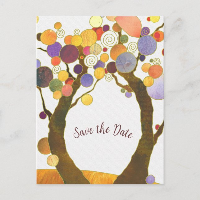 Modern Tree Wedding Save the Date Announcement Postcard (Front)