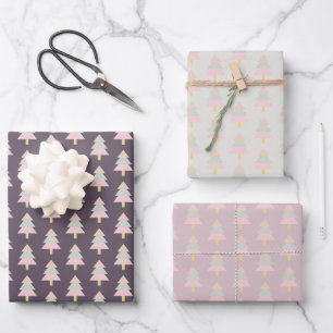 Modern Tree Winter Pattern in Pastel Tones Wrapping Paper Sheet