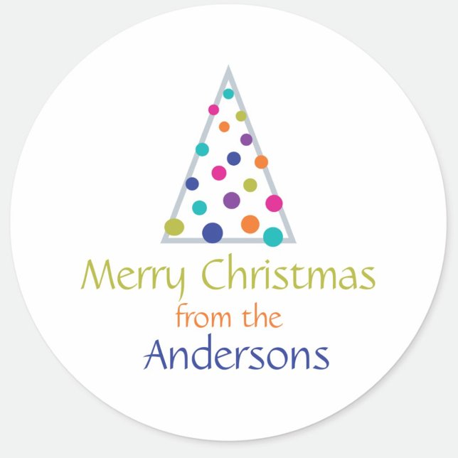 Modern Tree with Name Classic Round Sticker (Creator Uploaded)