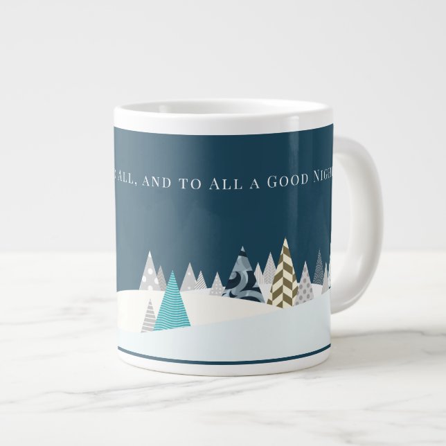 Modern Trees Christmas Landscape Editable Saying Large Coffee Mug (Front Right)