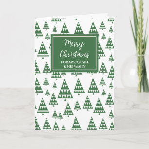 Modern Trees Cousin & Family Merry Christmas Card