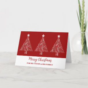 Modern Trees Cousin & Family Merry Christmas Card