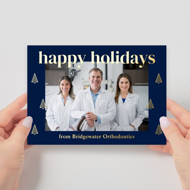 Modern Trees FOIL Business Holiday Card (Creator Uploaded)