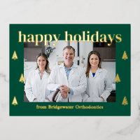 Modern Trees FOIL Business Holiday Postcard