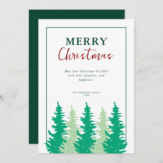 Modern Trees Merry Christmas Non Photo Holiday Card (Front/Back)
