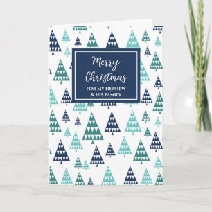 Modern Trees Nephew & Family Merry Christmas Card