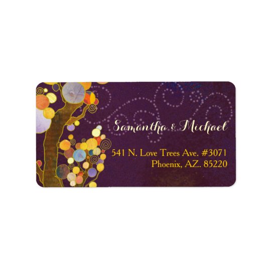 Modern Trees Purple Wedding Address Label