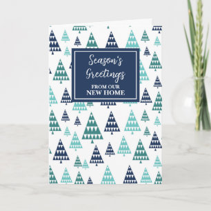 Modern Trees We've Moved New Address Christmas Card