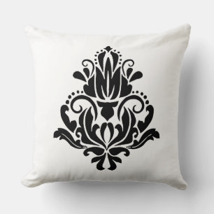 MODERN TREND BLACK AND WHITE DAMASK CUSHION