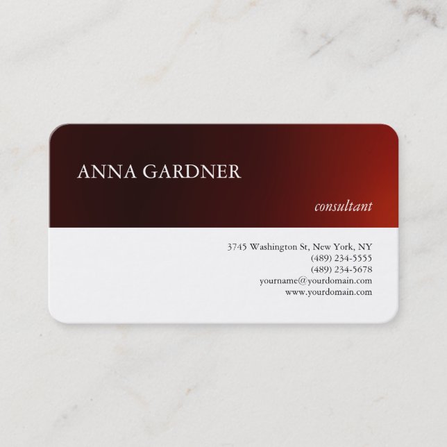 Modern Trend White Dark Red Stripe Creative Modern Business Card (Front)