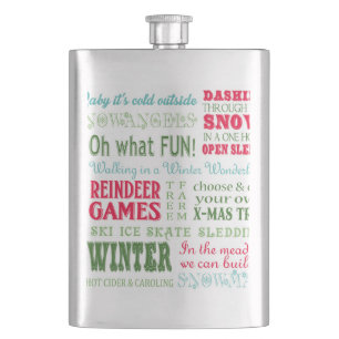 Modern trends Christmas typography Hip Flask