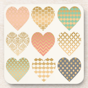 modern trends graphic hearts coaster