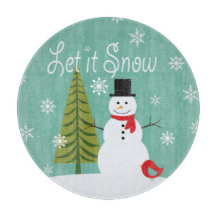 modern trends winter snowman cutting board