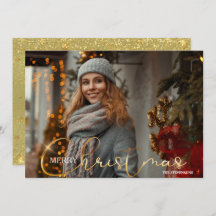 Modern Trendy 1 photo Christmas Card