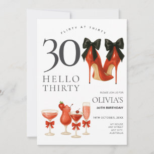 Modern Trendy 30th Flirty 30 Birthday Party Invitation