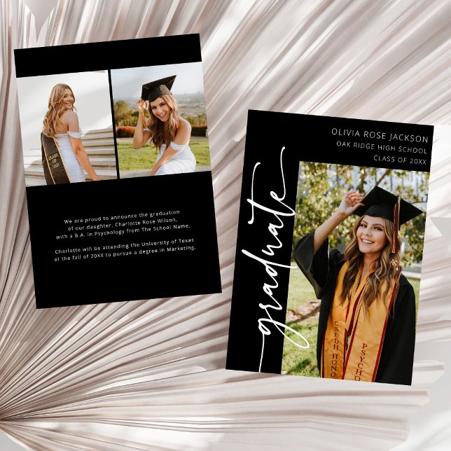 Modern Trendy 3 Photo Collage Graduation Announcement (Creator Uploaded)