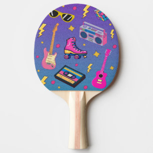 Modern Trendy 80s Style Pretty Neon Pink Purple Ping Pong Paddle