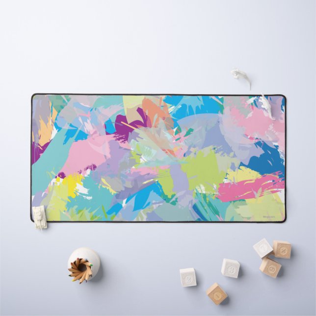Modern Trendy Abstract Art, Fun Colourful  Desk Mat (Kids Table)