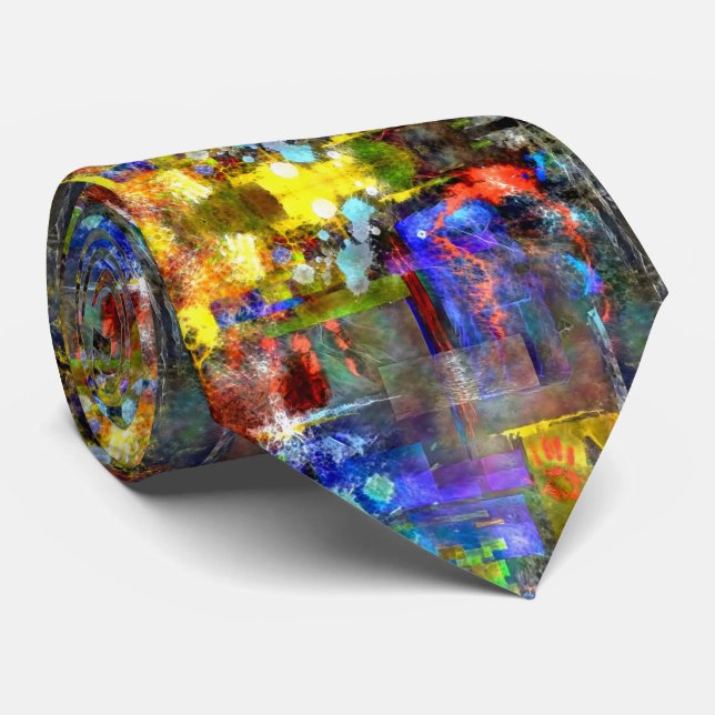 Modern trendy abstract art tie (Rolled)