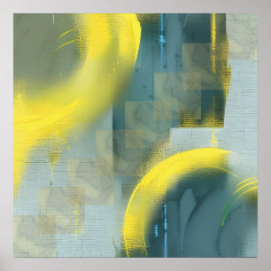 Modern Trendy Abstract Golden Art Dark Green Colou Poster