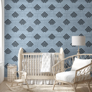 Modern Trendy African Mudcloth Arrows Light Blue Wallpaper