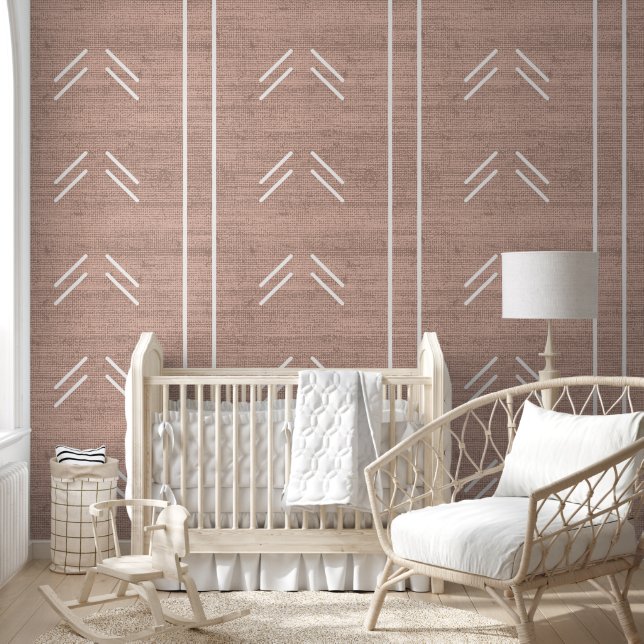 Modern Trendy African Mudcloth Light Pink Wallpaper (Kids)