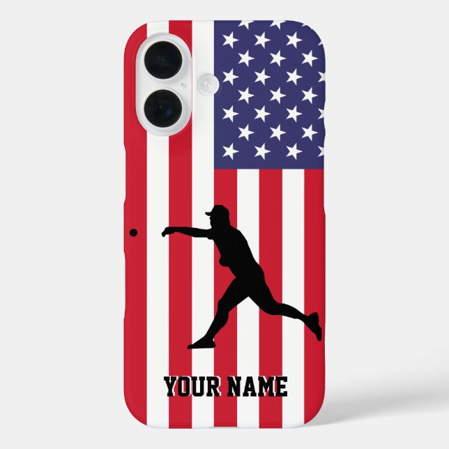 Modern Trendy American Flag Baseball Personalised  Case-Mate iPhone Case (Back)