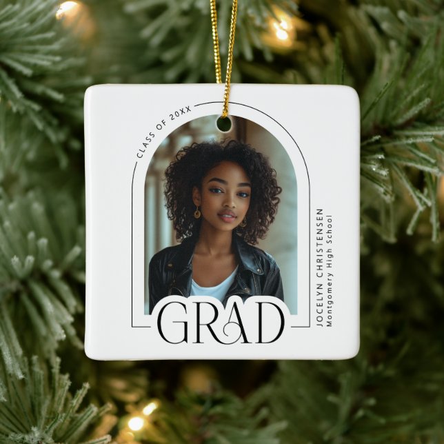 Modern Trendy Arch Photo Grad  Ceramic Ornament (Tree)